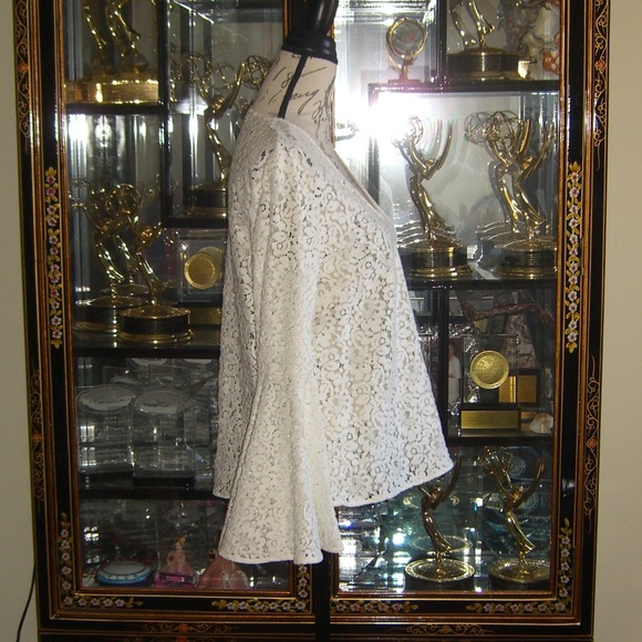 ZARA WHITE LACE BELL SLEEVE TOP S - Picture 5 of 7